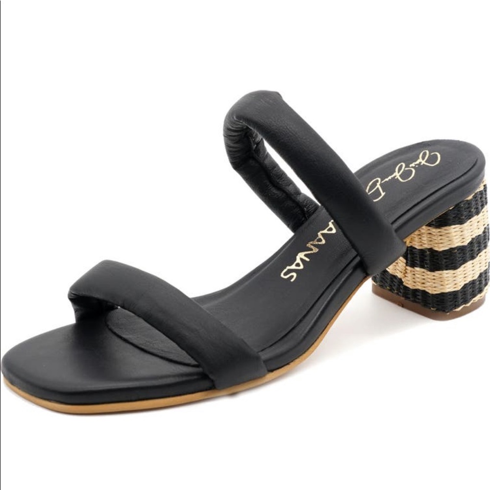 Kaanas Turks Block Heel SandalSize 8 Revolve Neutral Black Rattan Woven